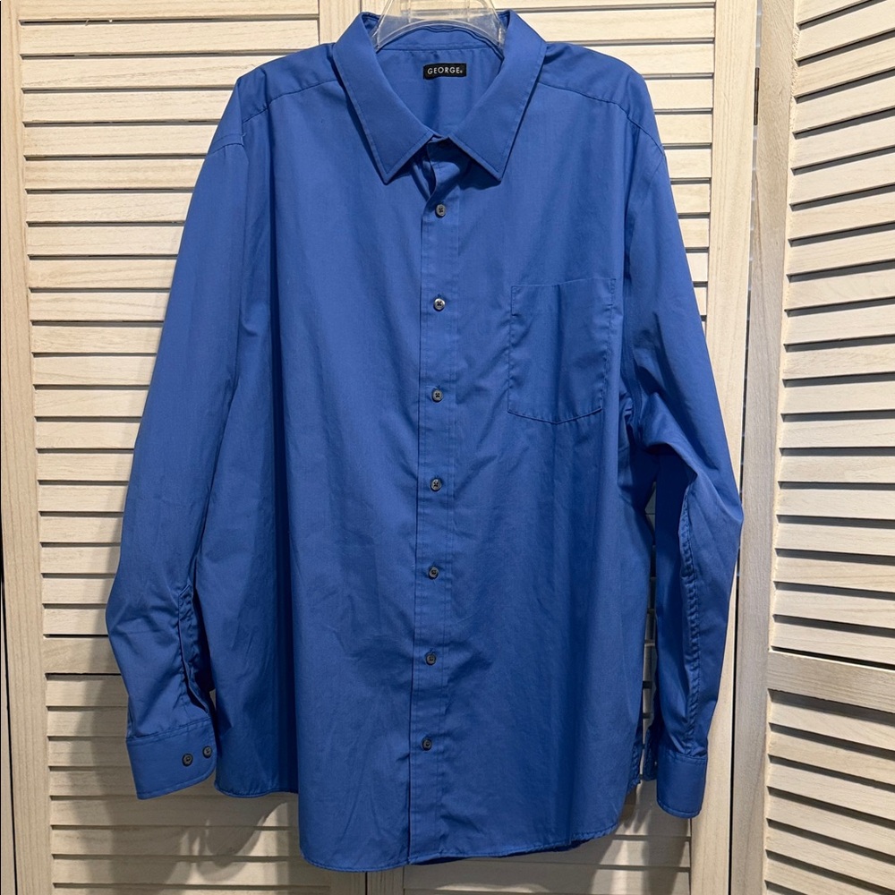 George Men's Classic Blue Button-Down Shirt. 3X